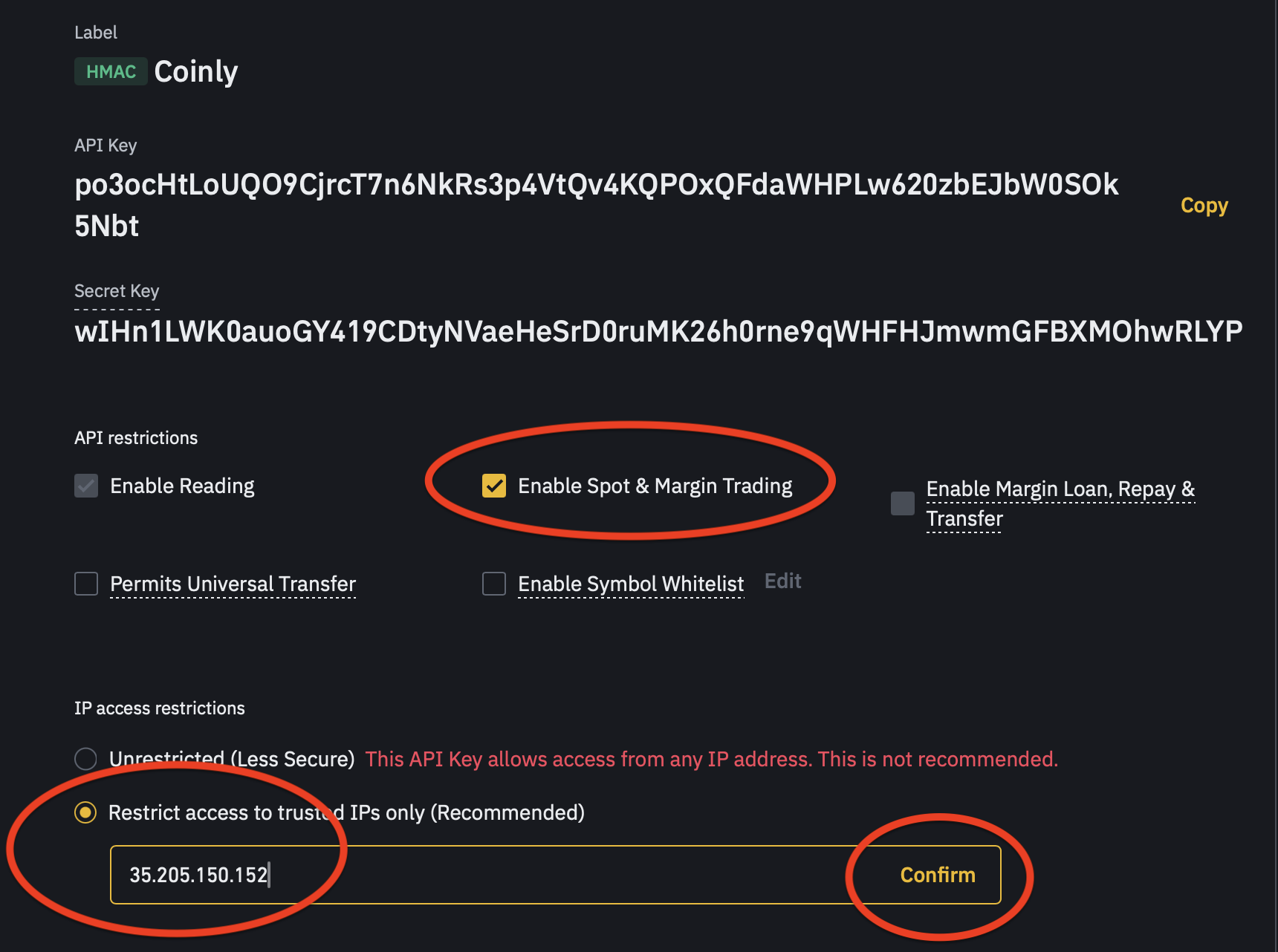 Permissions & trusted IPs